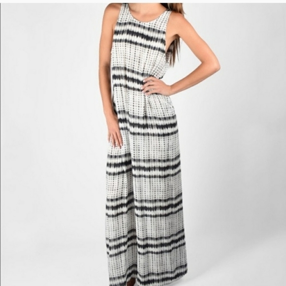 Flynn Skye The Market Maxi Dress Black White Dot Stripe Print Size Large - Picture 8 of 13